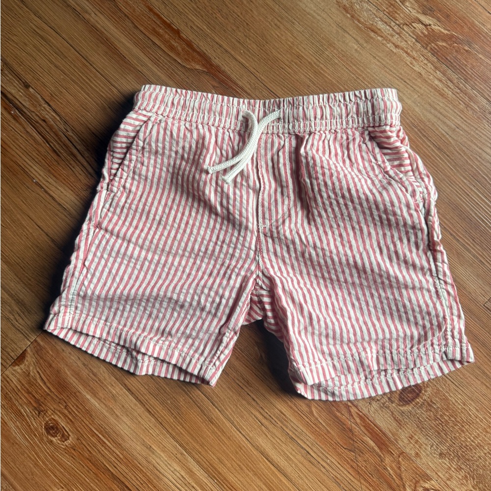H&M Kids Pink Seersucker Stripe Shorts - Drawstring Waist